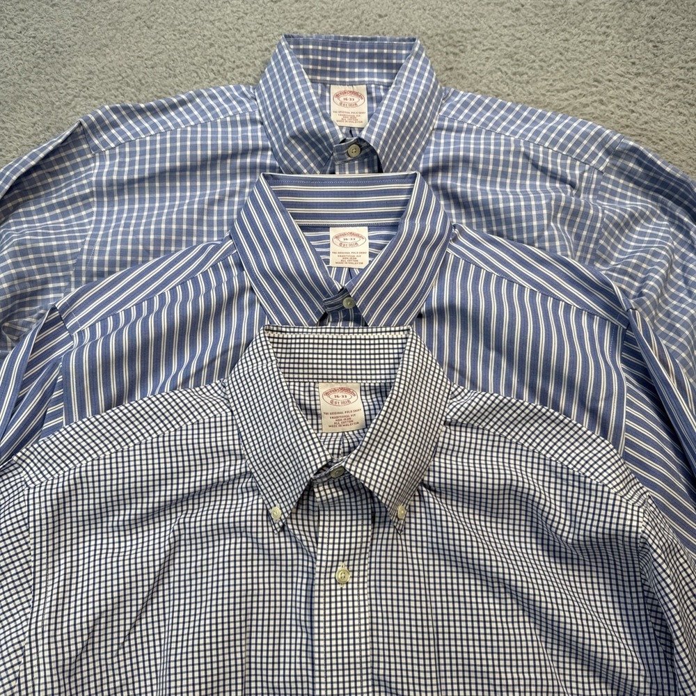 3 (Three) BROOKS BROTHERS Dress Shirt Mens 16 33 Traditional Fit Cotton Original